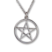 Pentacle Pentagram poleret s?lv finish middelalderlig ren?ssance vedh?ng halsk?de