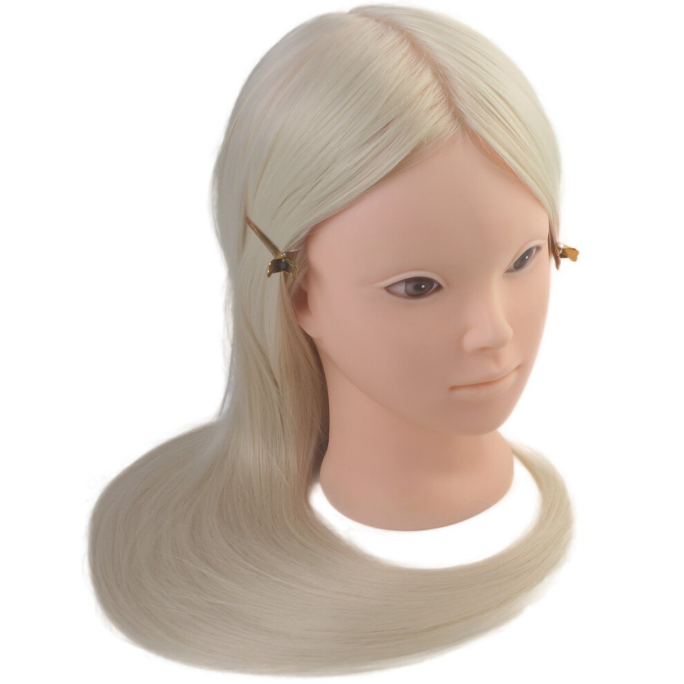 Perfehair Unisex 24 Cosmetology Makeup Face Painting Mannequin Manikin Heads With Hair Salon Styling Practice Braiding Doll Head- Synthetic Hair -Blonde Color