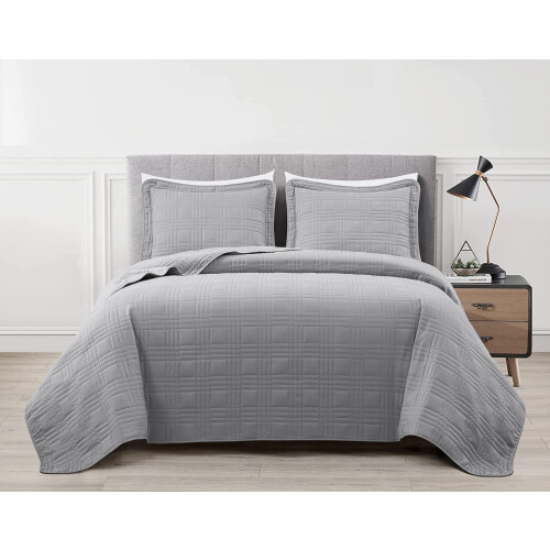 Chezmoi Collection Kingston 3-delt overdimensioneret senget?ppes?t (King Grey)