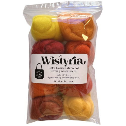 Wistyria Editions Fire Wool Roving 15 """" .25oz 8/Pkg 22oz