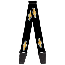 Buckle-Down Guitar Strap - CHEVROLET/Bowtie Black/Gold/White - 2"""" Wide - 29-54"""" Length