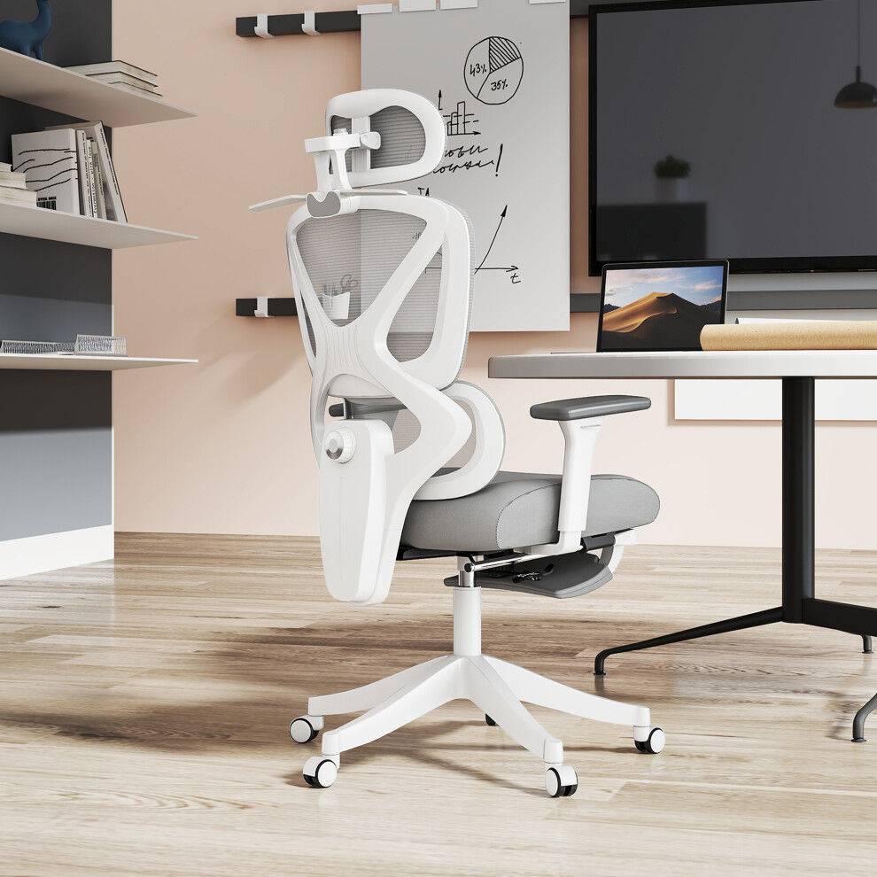 HOMCOM Executive Office Chair, Recliner Computer Chair with Footrest, Grey
