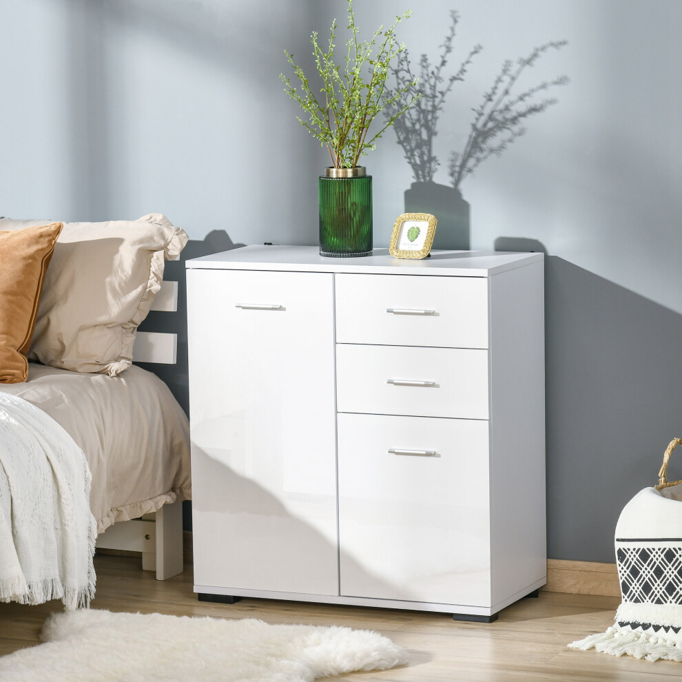 HOMCOM Cabinet Sideboard Cupboard Buffet Solo High Gloss Front Face Door Drawer
