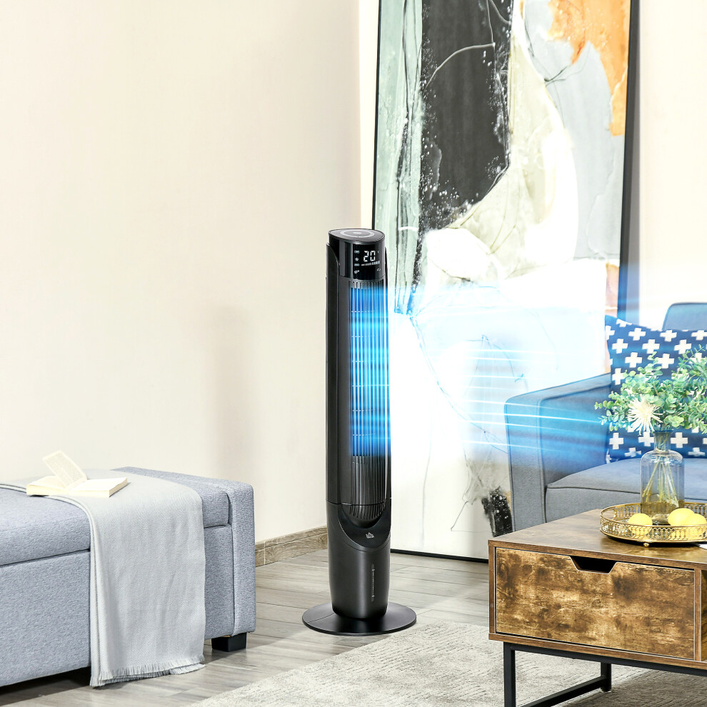 HOMCOM Quiet Air Cooler, Home Evaporative Ice Cooling Tower Fan Bedroom, Black