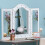 Homcom HOMCOM Lighted Tri-Fold Vanity Mirror Large Cosmetic Mirror w/ LED Lights White 1