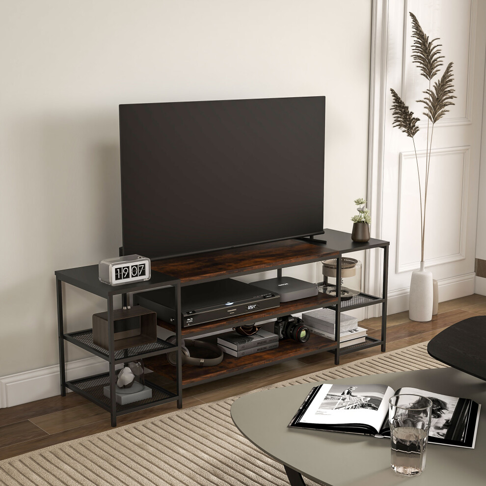 HOMCOM TV Unit Cabinet for TVs up to 60Inches with Shelves Brown and Black