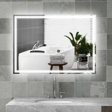 HOMCOM Illuminated Bathroom Mirror with LED Lights 3 Colours Defogging Film