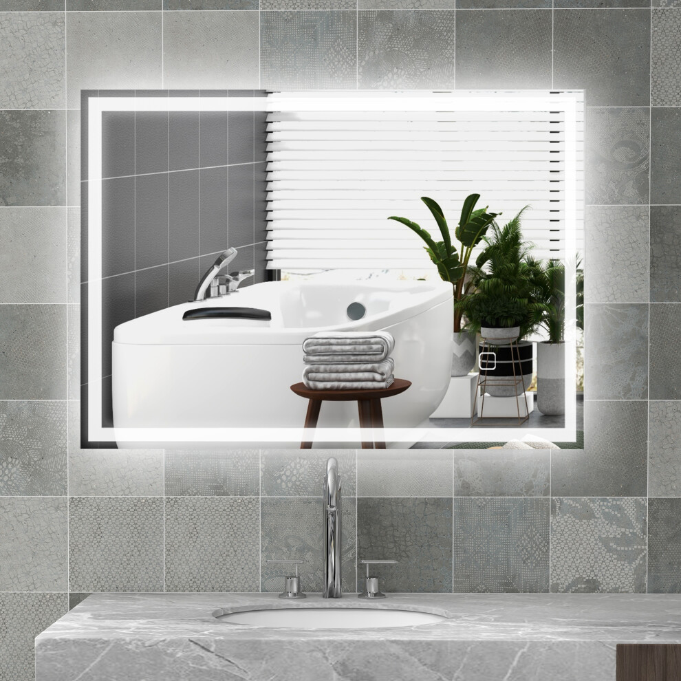 Bobobiy Silver 70 X 50Cm Led Bathroom Mirror With Lights, Dimmable Makeup Mirror, Vanity Mirror With 3 Colour, Smart Touch, Anti-Fog - Image 6