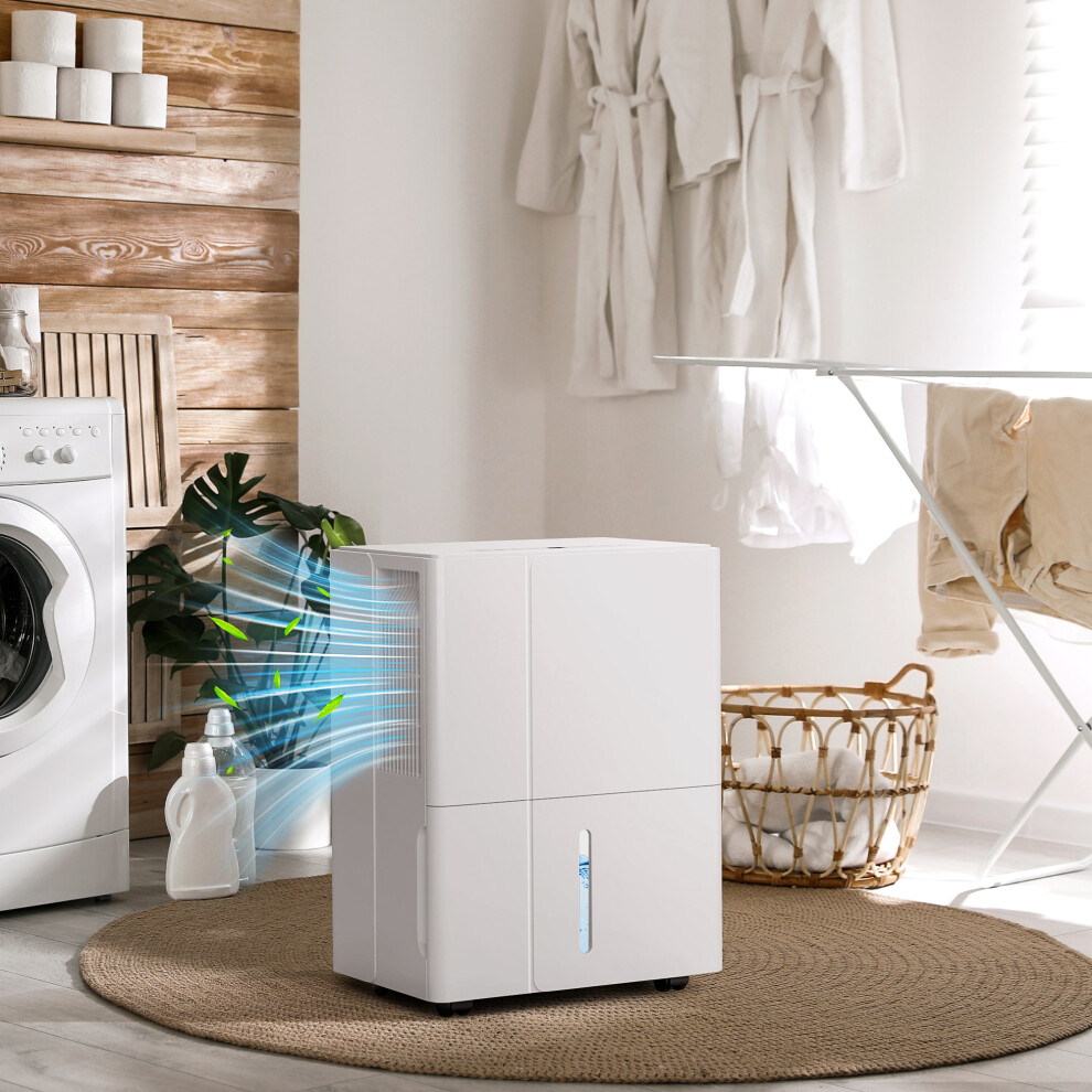 HOMCOM 30L Dehumidifier with Filter, Auto Defrost, for Home Laundry Drying