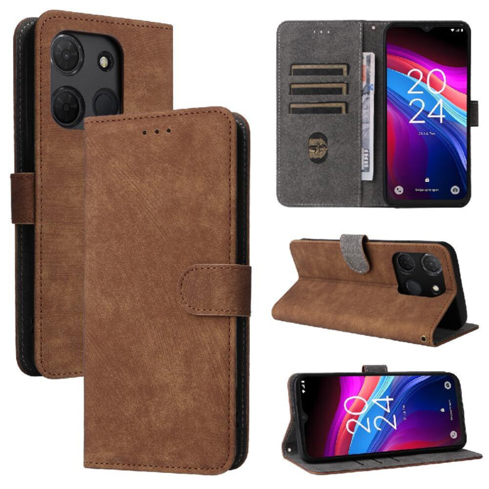 (Brown) Case For Tcl T442a Magnetic Closure Card Slots Cover Flip Folio Wallet Pu Leather Rfid Blocking Brown 764490346870