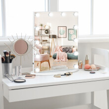HOMCOM Hollywood Makeup Mirror with 12 LED Lights, Dimmable USB-Powered, 3 Light Tones, Large Mirror & Stable Base