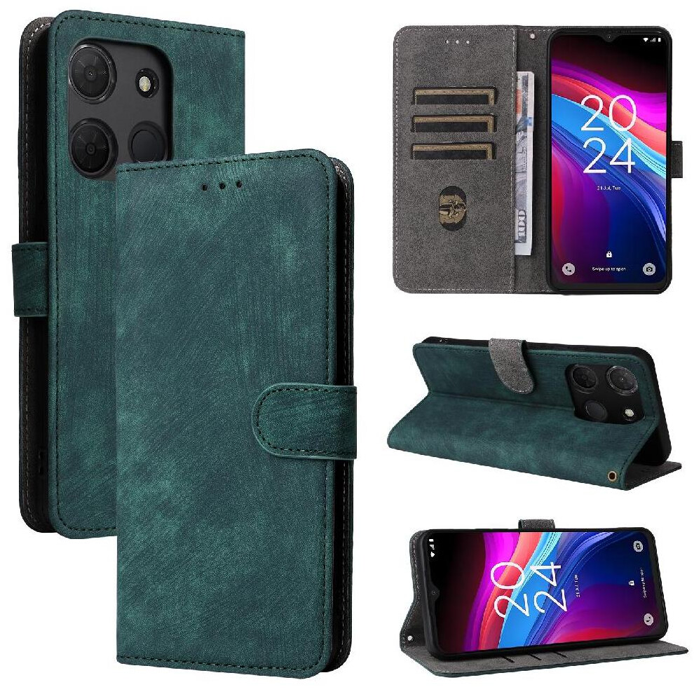 (Green) Case For Tcl T442m Magnetic Closure Flip Folio Wallet Pu Leather Card Slots Cover Rfid Blocking Green 764490346948