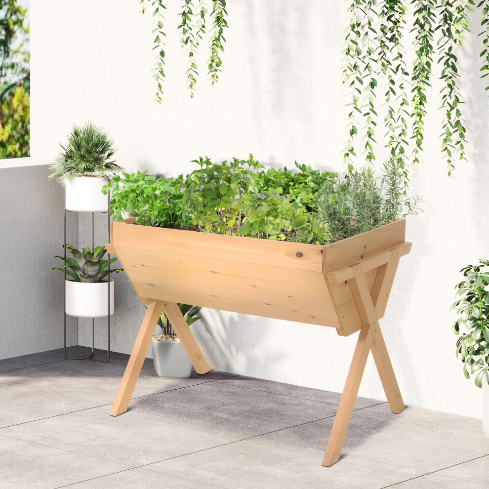 B&Q - Wooden Planter Raised Bed Stand Vegetable Flower BedNatural - Image 4