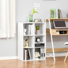HOMCOM 6-Cube Bookshelf, Display Shelving Unit for Home Office, White
