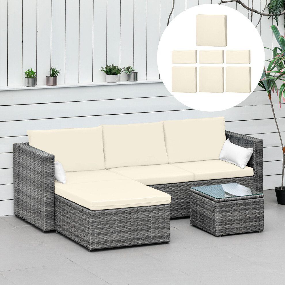 Outsunny 7pc Cream Rattan Wicker Furniture Home Sofa Cushion Cover Replacement