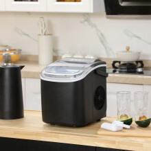 HOMCOM Ice Maker w/ Ice Scoop Basket 12Kg in 24 Hrs 9 Cubes Ready in 6-12Mins