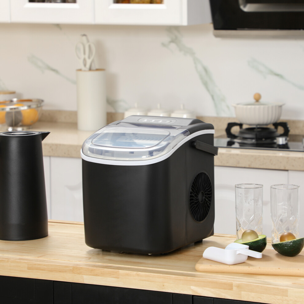Homcom Ice Maker W/ Ice Scoop Basket 12Kg In 24 Hrs 9 Cubes Ready In 6-12Mins