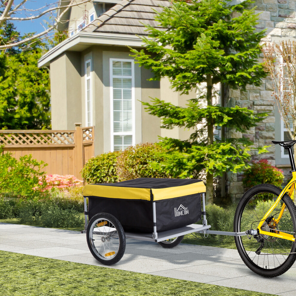 Homcom New Bicycle Bike Cargo Wagon Trailer Cart Carrier Shopping Yellow And Black