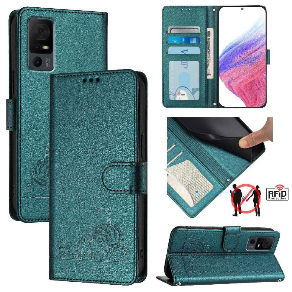 (Bottle ) Case For Tcl 40T Wallet Flip Cover Card Slot Holder Kickstand Cat Rfid Green 764490350631