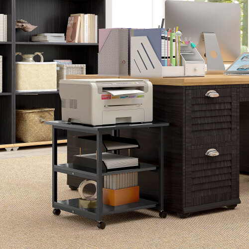 Homcom HOMCOM Mobile Printer Stand with Storage Printer Table for Home Office Black