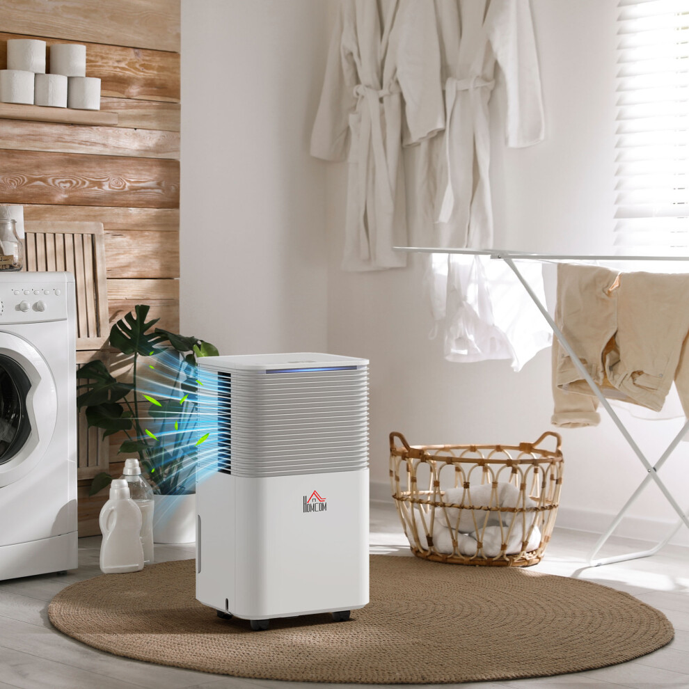 HOMCOM 12L/Day Portable Quiet Dehumidifier for Home, Electric Air De-Humidifier