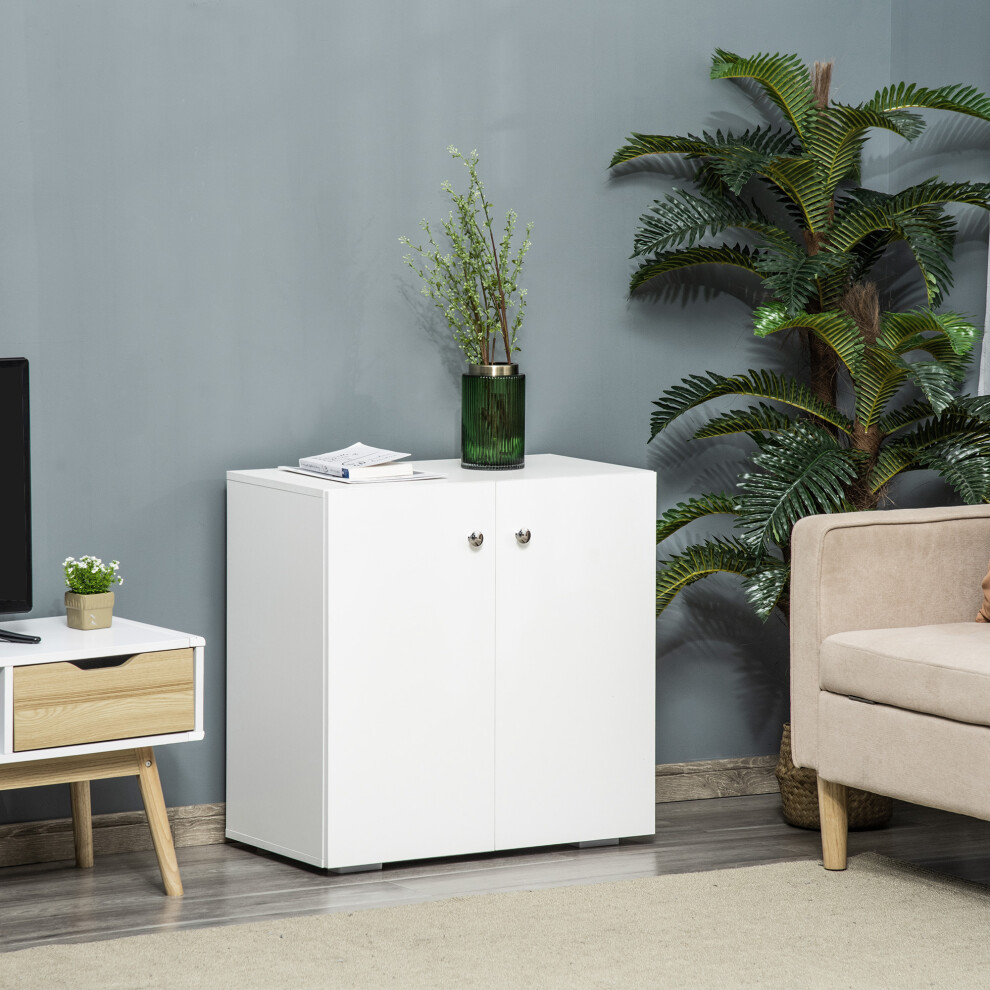 Homcom Freestanding Storage Cabinet W/ Two Shelves Wooden Sideboard - White