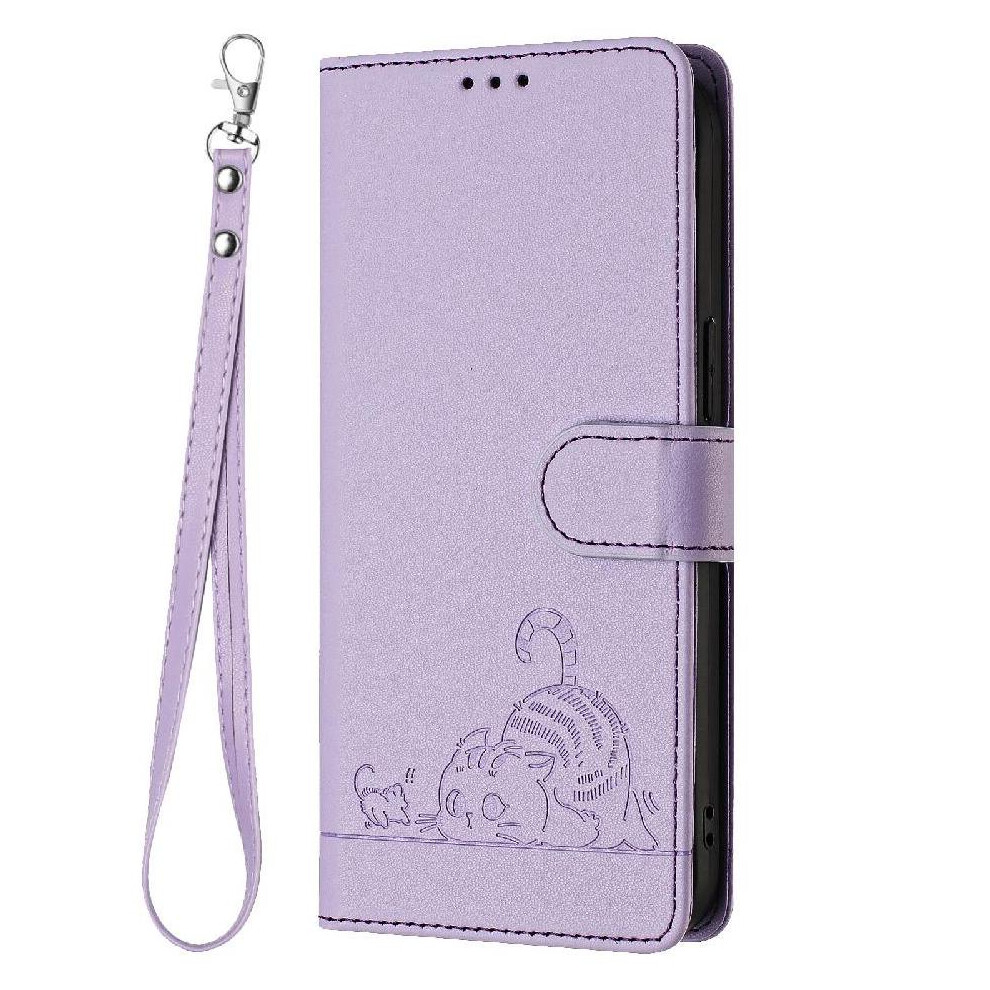 (Purple) Case For Tcl 501 Card Slot Holder Kickstand Wallet Flip Cover Cat Rfid Purple 764490351683