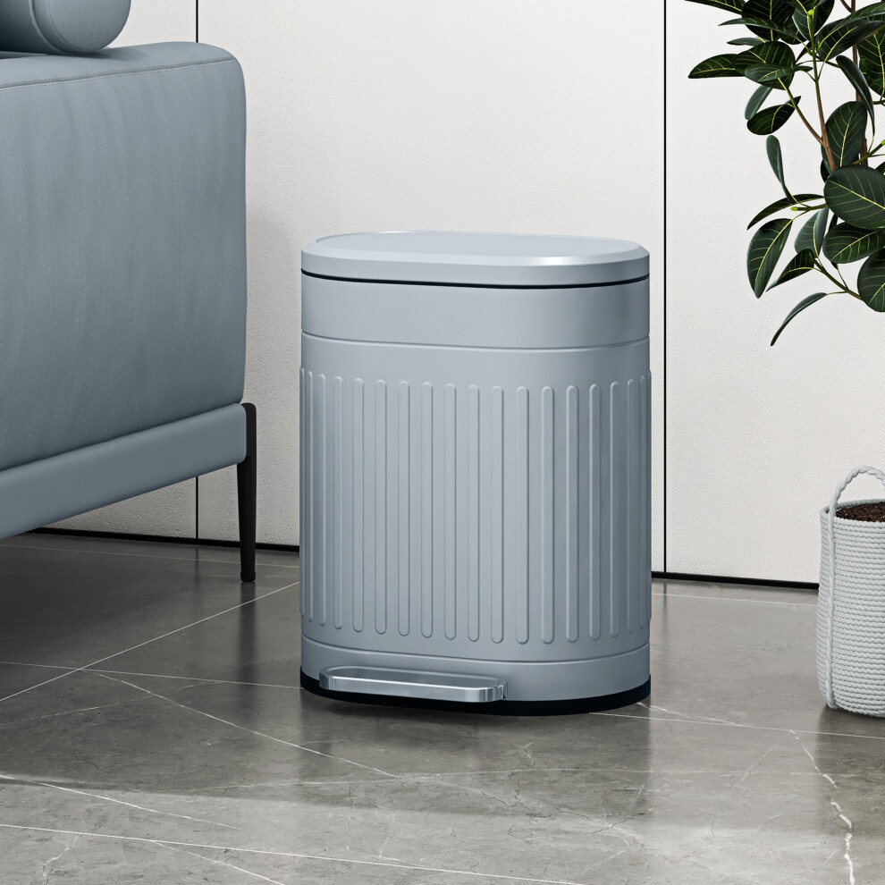 Homcom 20L Pedal Bin, Metal Kitchen Bin With Soft-Close Lid, Grey