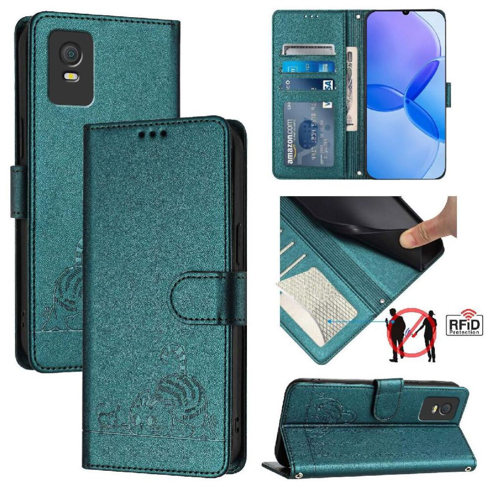 (Bottle ) Case For Tcl 403 Card Slot Holder Kickstand Cat Rfid Wallet Flip Cover Green 764490351751
