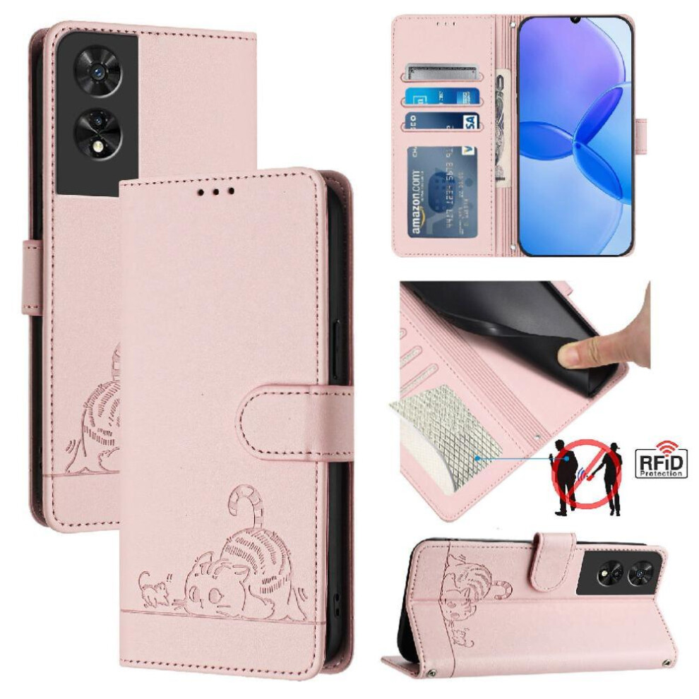 (Pink) Case For Tcl 505 Wallet Flip Cover Card Slot Holder Kickstand Cat Rfid Pink 764490351591