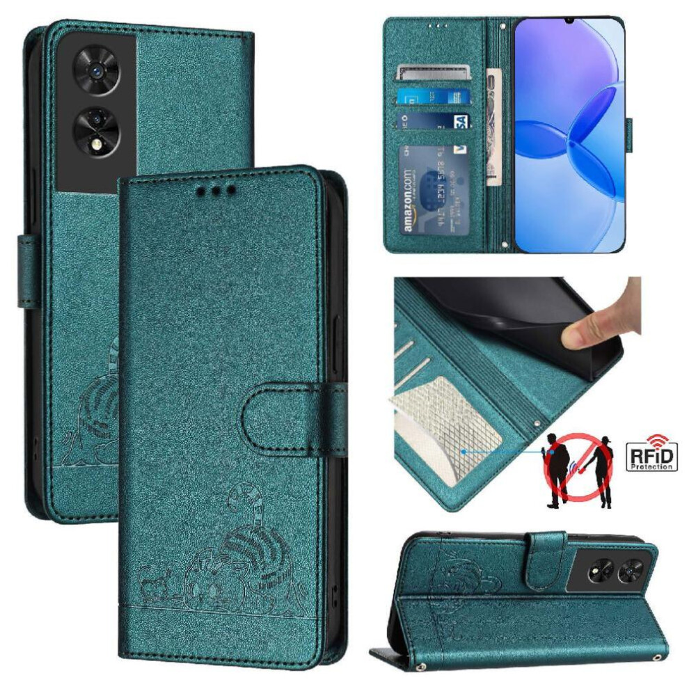 (Bottle ) Case For Tcl 505 Wallet Flip Cover Card Slot Holder Kickstand Cat Rfid Green 764490351577
