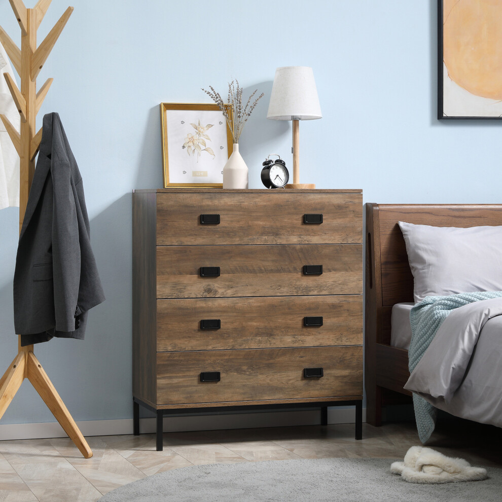 Rackhams Black Chest Of Drawers, 4 Drawer Unit Storage Chest Bedroom Living Room - Image 5
