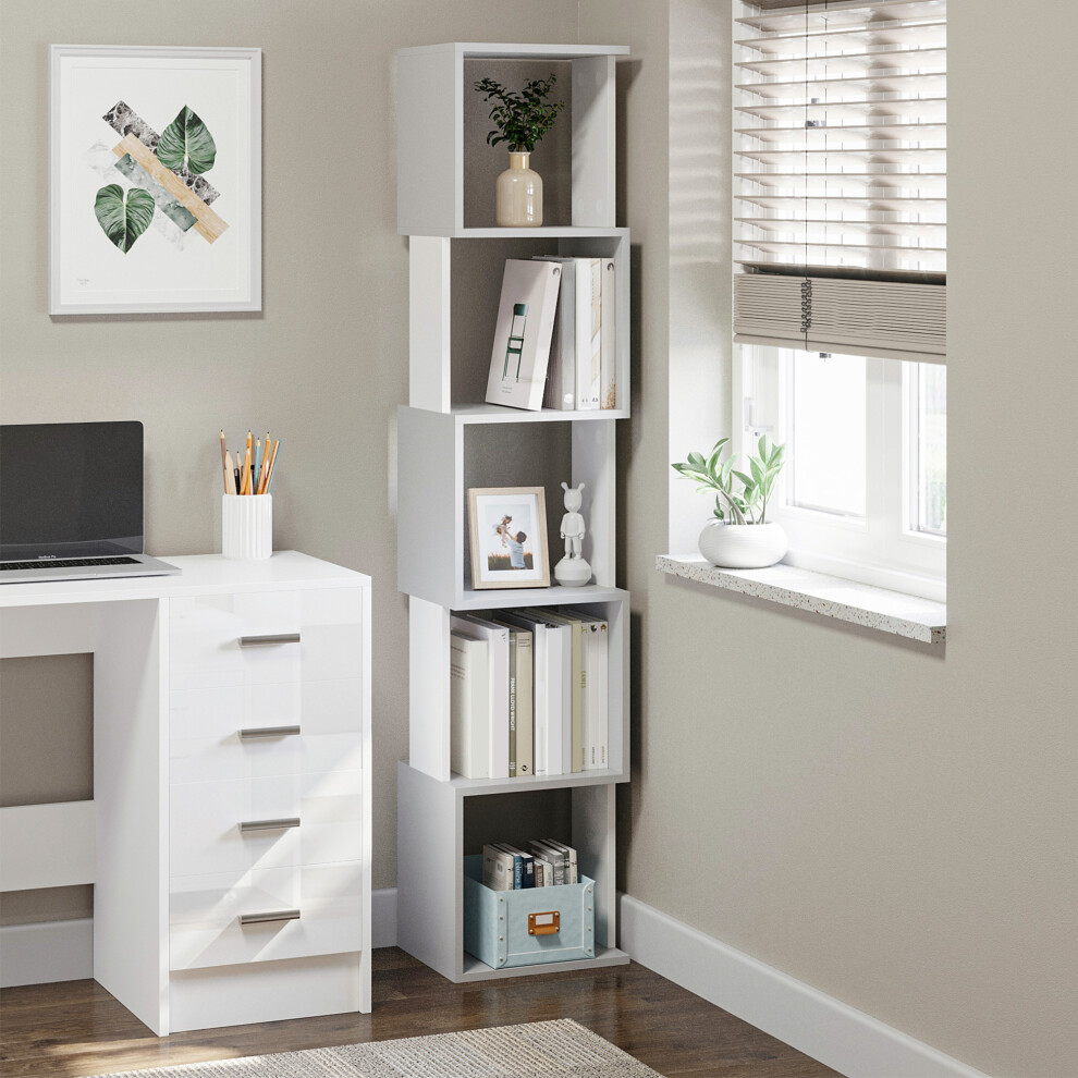 Homcom 5-Tier Bookshelf Freestanding Bookcase Storage Shelves, Light Grey