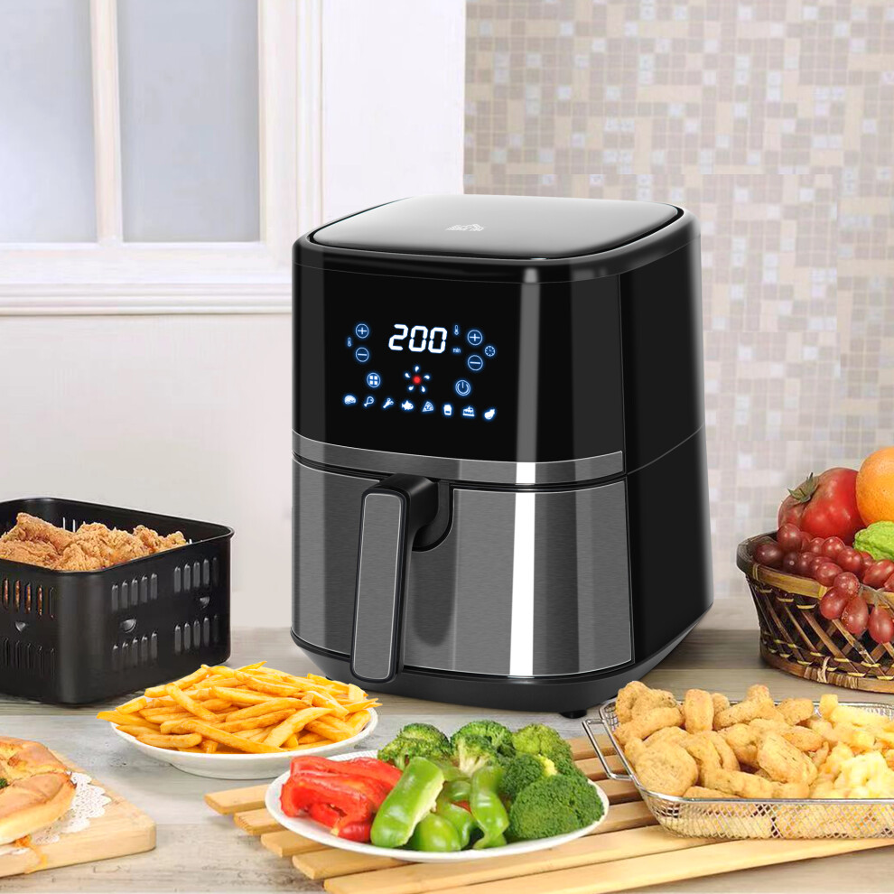 Homcom Air Fryer 4.5L 1500W With Digital Display Rapid Air Circulation Timer Black