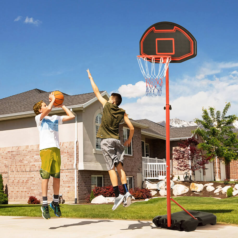 HOMCOM 200-250cm Adjustable Basketball Hoop Backboard  w/ Wheels For Kids