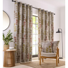 (90 x 90" (229x229cm)) Lined curtains eyelet natural leaf