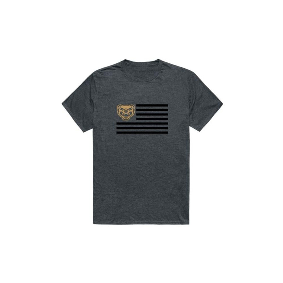 W Republic 531-359-HC2-03 Oakland University Golden Grizzlies Flag T-Shirt, Heather Charcoal - Large-image-OPC-PGGN5X6-NEW