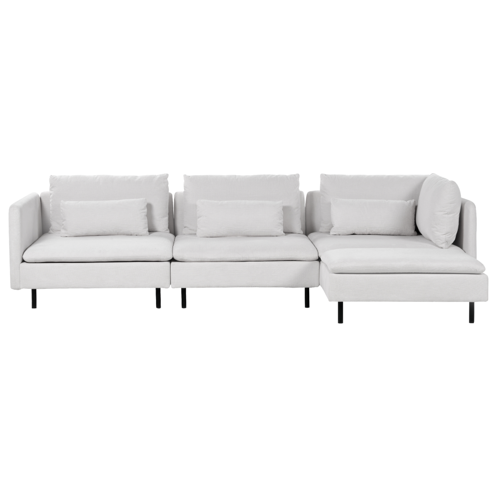 Modular Corner Sofa EGERIS Fabric Light Grey 3 Seater Left Hand