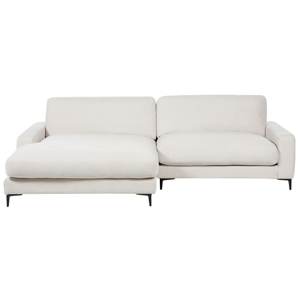 Corner Sofa MALOY Chenille Off-White 3 Seater Right Hand