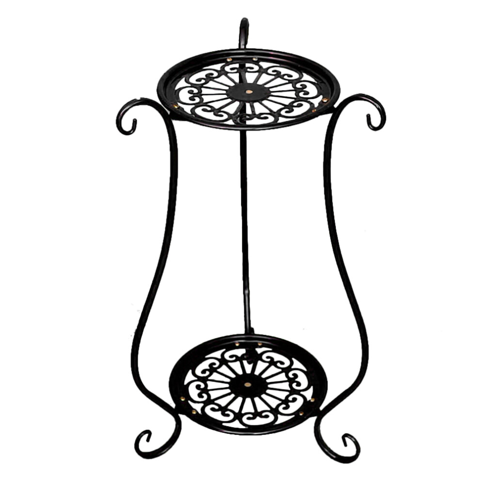 Étagère à plantes élégante en métal à 2 niveaux, support pour pots de fleurs, pour balcon, salon, chambre à coucher, décoration noire