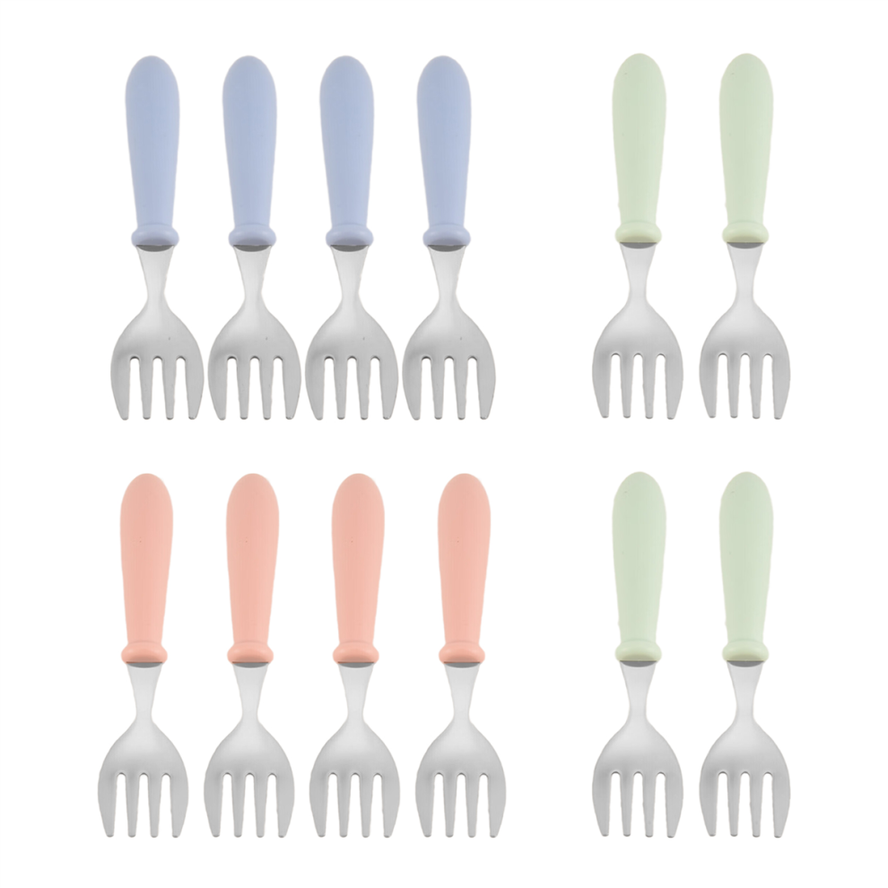 12Pcs Toddler Forks Utensils,Stainless Steel Baby Forks,Kids Silverware Children's Cutlery Set For Self Feeding Typecat