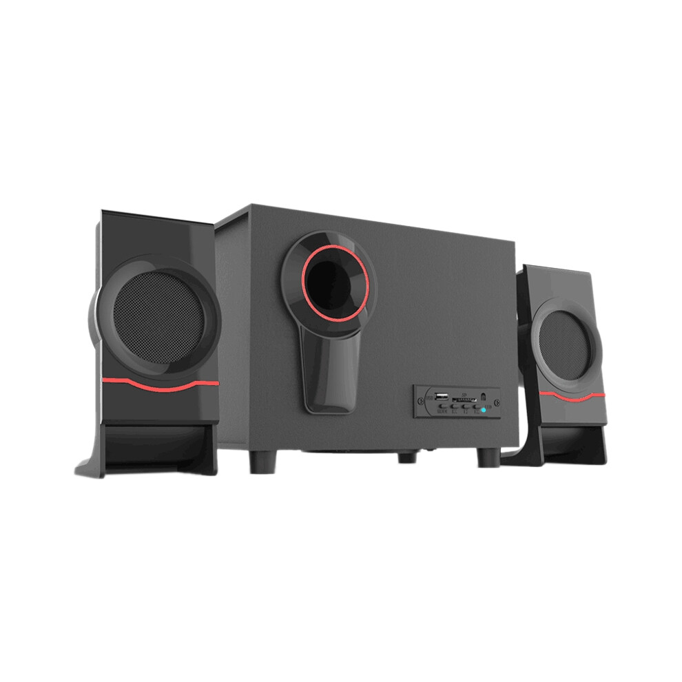 Enceintes d'ordinateur en bois 2.1, caisson de basses multimédia, Bluetooth, audio, USB, ordinateur portable, connexion 3,5 mm