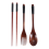 Wooden Flatware Set, Portable Set Chopsticks Spoon Fork Tableware Dinnerware with Black Twining Thread 4