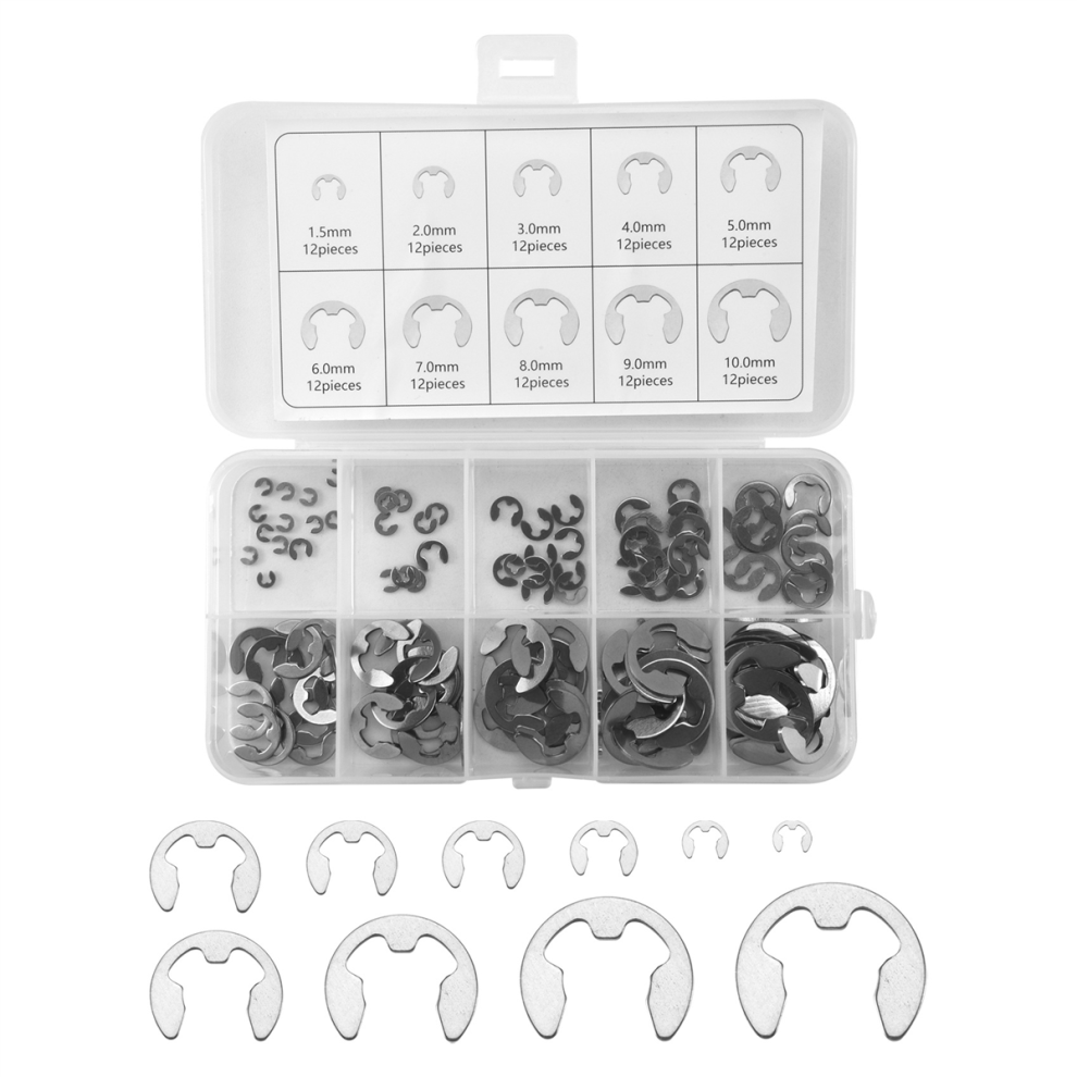 120 PCS 304 Stainless Steel E Clip Washer Assortment Kit for Shaft Fastener M1.5-M10-image-OPC-PGGMSGX-NEW