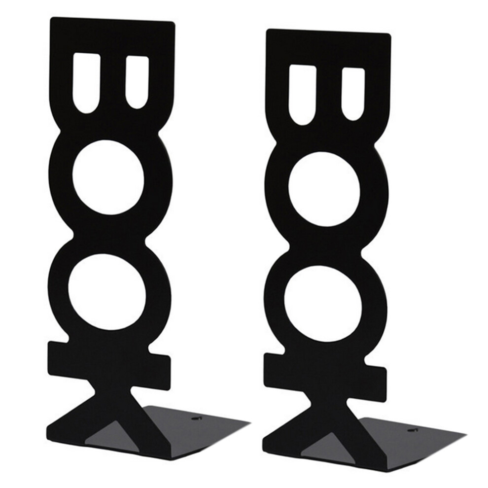 1 Pair Bookends for Library School Book Holder Letter Baffle Black