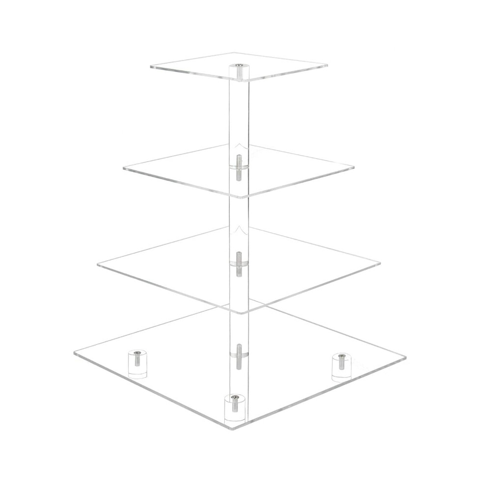 4 Tier Cupcake Stand Acrylic Display Dessert Serving Towers with LED Light for Weddings (Warm Light)