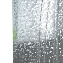 Läpinäkyvä suihkuverho vuori, pikkukivikuvioinen muovikylpyhuone