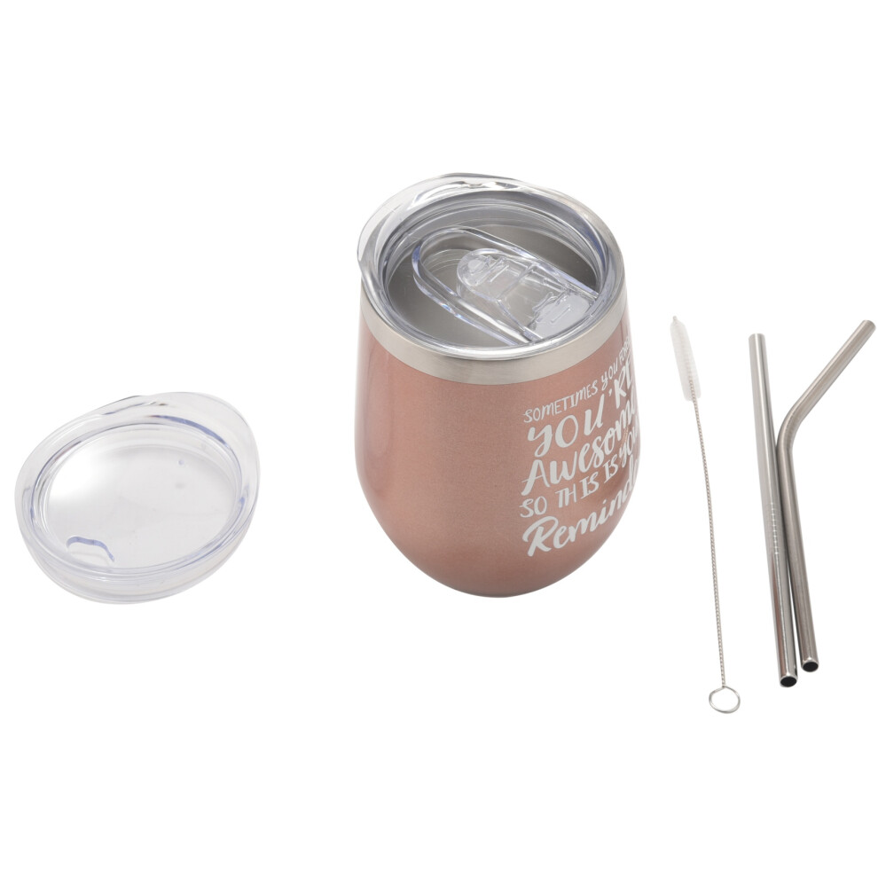 Ensemble de verres à vin en acier inoxydable de 35 cl, cadeau de retraite pour femme, cadeau « You're Awesome » - Or rose