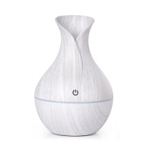 Wood Grain USB Ultrasonic Humidifier & Aroma Diffuser, 130ml Tank, Portable Mist Maker with LED Light