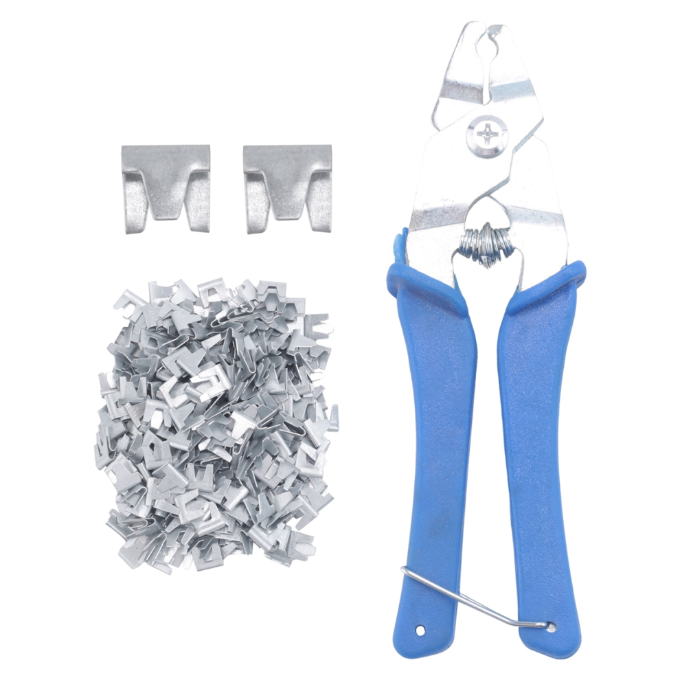 300 Pcs Wire Cage Clamps, With 1 Piece Of Buckle Snap Pliers, Suitable For Chicken, Pet (Blue) 4852694791513